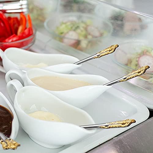 KEAWELL Luxury Gravy Ladle, 18/10 Stainless Steel, Gold Accent, Small Gravy Spoon for Home. Solid