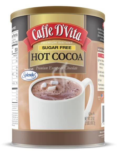 Caffe D'Vita Sugar Free Hot Cocoa Mix - Sugar Free Hot Chocolate Mix, Gluten Free, Low Fat, No