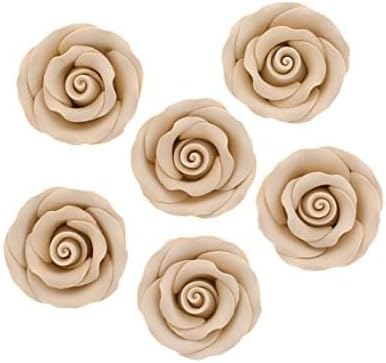 Global Sugar Art Premium Edible Roses, Ivory, Unwired, Medium 1.5 inches, 12 Count by Chef Alan