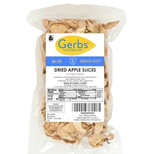 Gerbs Dried New England Apple Slices – 2 LBS. - No Sugar Added, Unsulfured & Preservative Free