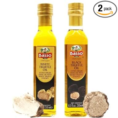 BASSO 1904 Black & White Truffle Oil Set ??2 Bottles x 8.5 fl oz (250ml) ??High-Concentration
