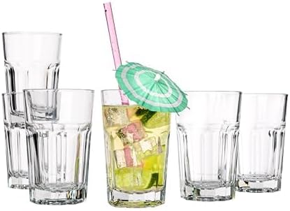 Vikko Drinking Glasses, 9 Ounce Glass Cups, Durable Glasses Drinking Set of 6, Stackable Water