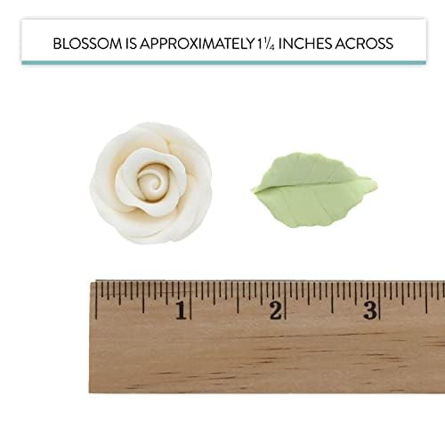 Global Sugar Art Premium Wedding Rose Edible Sugar Cake & Cupcake Flowers, Unwired White, 12 Count