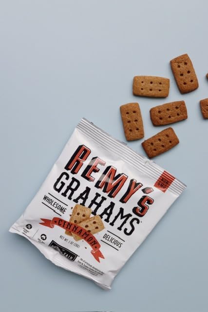 Safe + Fair Remy's Cinnamon Grahams 24ct - Wholesome Healthy Snacks - Bite-Sized Whole Grain Treats