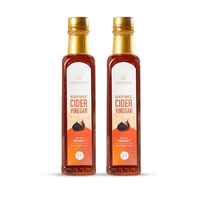 Homtiem Black Garlic Cider Vinegar ??Naturally Fermented Vinegar Made with Black Garlic and Cider
