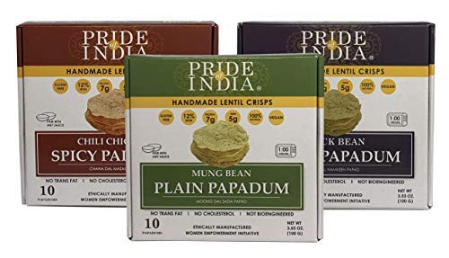 Pride Of India - Salty Black Bean Namkeen Papadum Lentil Crisp - Pack of 6-10 count Box (3.53oz