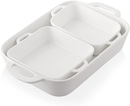 Sweejar Ceramic Bakeware Set, Rectangular Baking Dish for Cooking, Kitchen, Cake Dinner, Banquet
