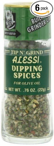 Alessi Herb & Seasoning Grinder, Dipping Spices for Olive Oil, Tip n' Grind (Garlic, 0.76 Ounce