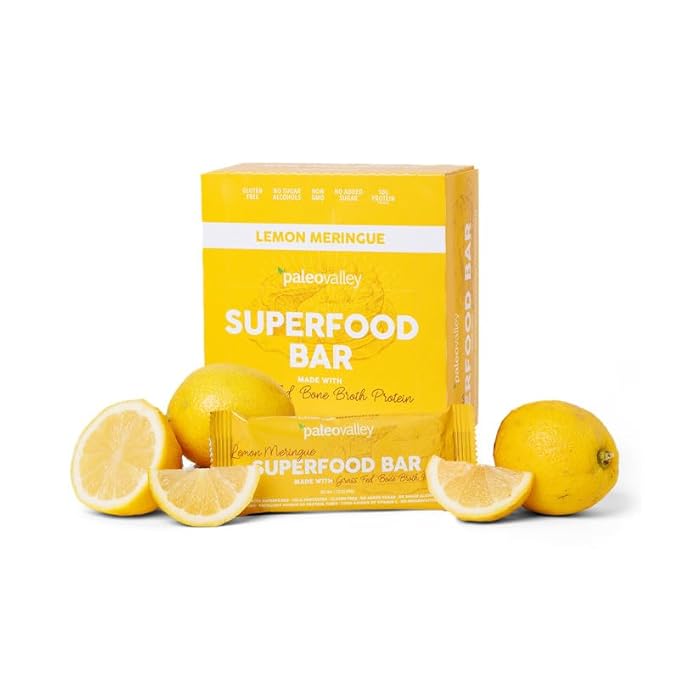 Paleovalley Superfood Bars – Lemon Meringue– 12 Pack – 9g Protein per Bar – Gluten-Free