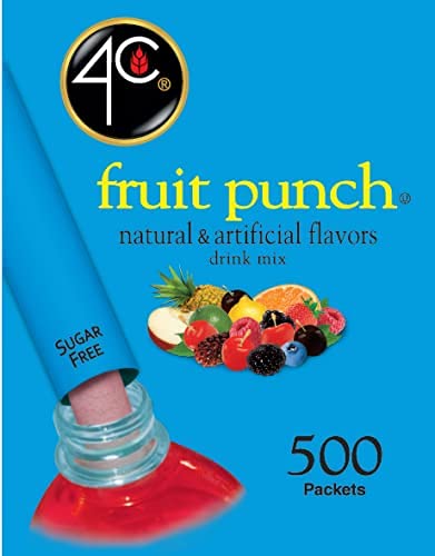 4C Powder Drink Stix, Fruit Punch 500 Count, Bulk Buy, Singles Stix, On the Go, Refreshing Water