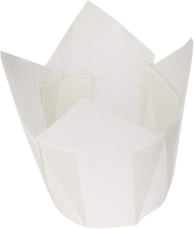 Restaurantware Panificio Premium 4 oz White Paper Tulip Baking Cup: Paper Baking Cups Perfect for