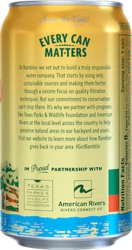 AUTX RAMBLER Sparkling Water, Texas Limestone Mineral Blend, Satsuma Flavor, 12-Ounce Cans, 12-Pack
