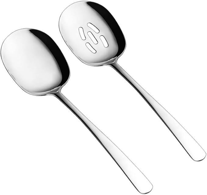 SOLEADER Extra Large Serving Spoons Set, 12 Inch Slotted Spoon and Serving Spoon, Premium Spoons