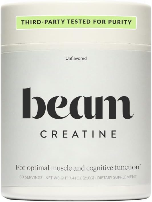 Beam Creatine Monohydrate Powder - Micronized Creatine for Muscle Growth, Strength, Endurance &