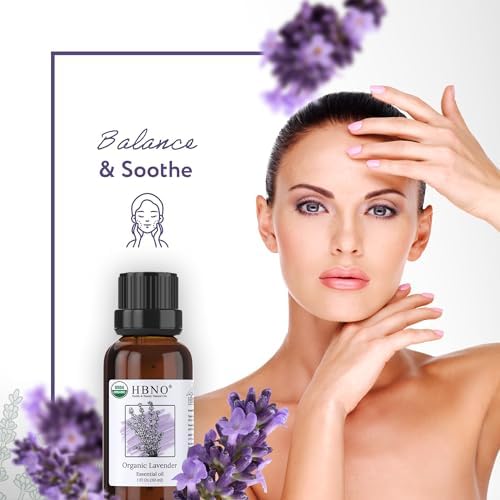 HBNO California Bottled Organic Lavender Essential Oil 1 fl oz (30ml) - USDA Certified Organic