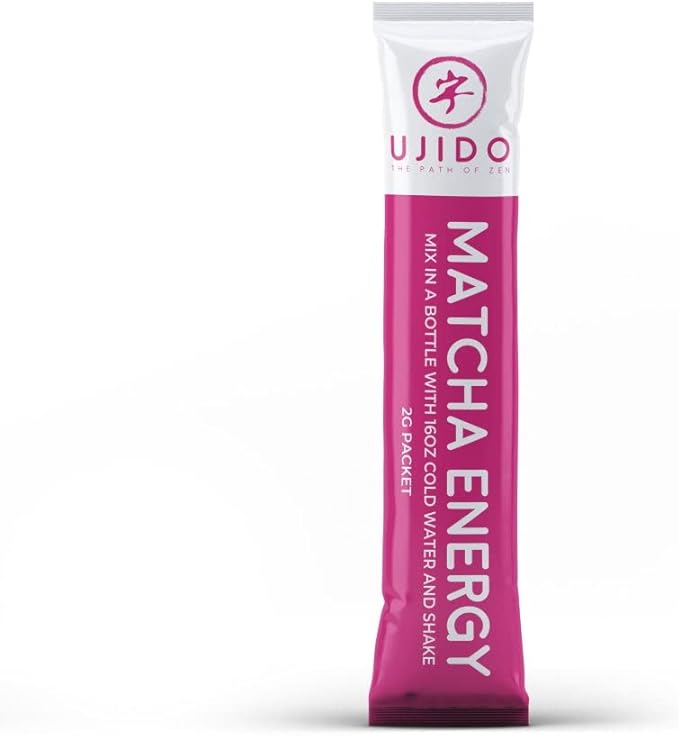 Ujido Matcha Energy Packets, Strawberry Flavor, Sugar-Free, Monkfruit, Non-GMO, Antioxidant, Keto &