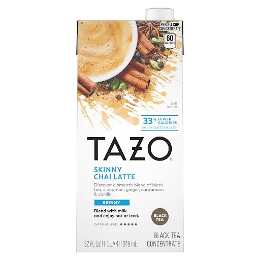 TAZO Tea Concentrate, Organic Skinny Chai Latte, & Chocolate Chai Latte 32 Fl Oz (1ea) (Variety