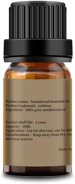 yethious Sandalwood Essential Oils for Diffuser & Aromatherapy Pure Sandalwood Oil for Skin, Hair