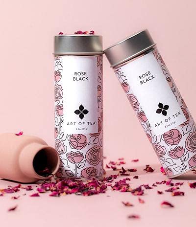 Art of Tea | Rose Black 2.5oz | Naturally Caffeinated Rose Tea | Artisan Loose Leaf Tea Tin