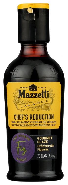 Mazzetti Fig Balsamic Vinegar Glaze of Modena PGI | Thick & Rich | Perfect for Fruit & Cheese | 7.3