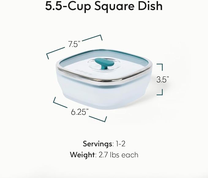 Anyday 5.5-Cup Square Glass Food Storage with Glass Lid | Plastic-Free Meal Prep & Microwave