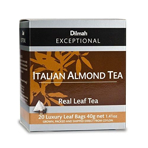 Dilmah Exceptional Italian Almond Ceylon Black Tea - 20 Luxury Leaf Tea Bags (40g) | Sweet