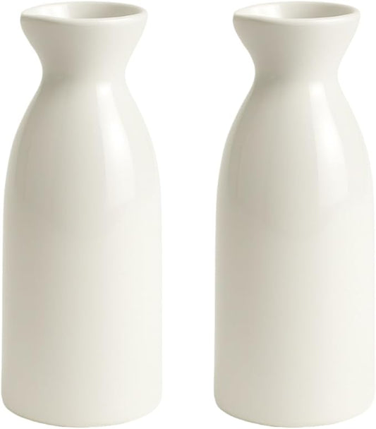 JapanBargain 2722x2, Pack of 2 Porcelain Sake Bottle Sake Carafe Japanese Wine Decanter Dishwasher