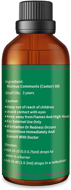 yethious Castor Oil Organic Cold Pressed Unrefined Growth for Eyelashes, Eyebrows, Hair. Skin