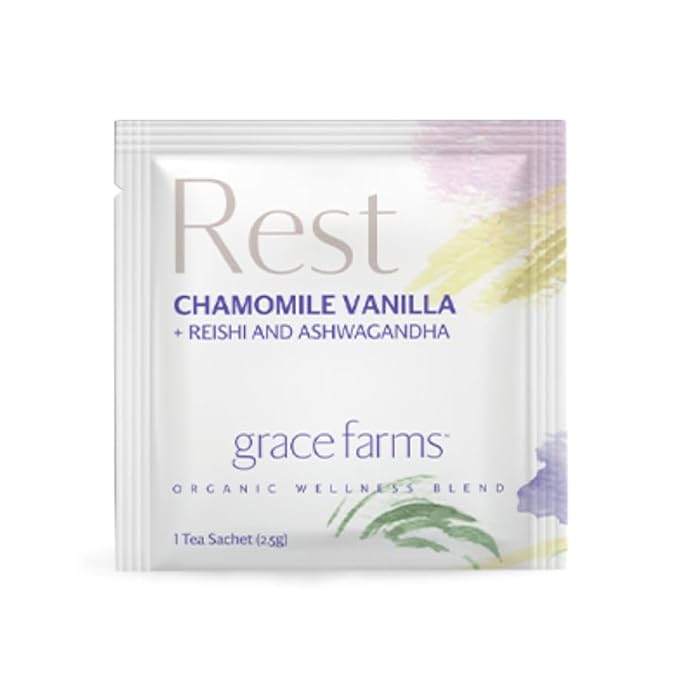 Grace Farms REST Wellness Organic Tea Blend (100 Enveloped Pyramid Sachets w/ String & Tag) | Sleep