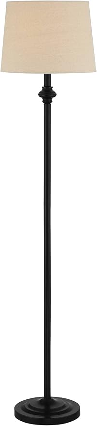 360 Lighting Carter Traditional 3 Piece Table Floor Lamp Set Black Metal Cream Fabric Tapered Drum