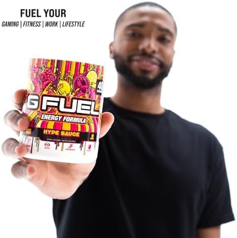 G Fuel Hype Sauce Energy Drink Powder, Pre Workout Caffeine Mix for Gaming, Sugar Free Focus Amino