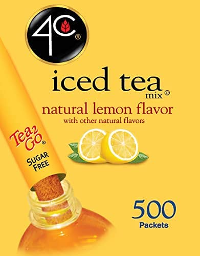 4C Powder Drink Stix, Lemon Tea 500 Count, Bulk Buy, Singles Stix, On the Go, Refreshing Water