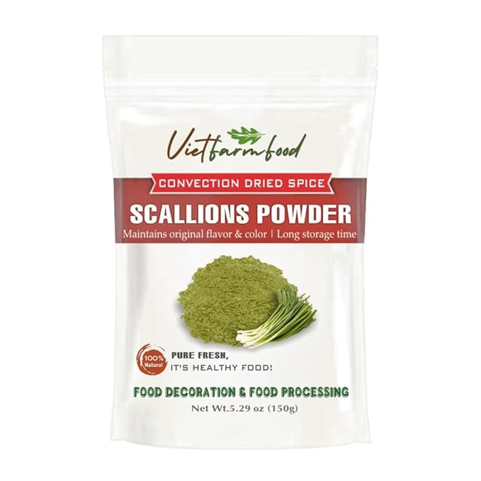SCALLION POWDER 5.29 Oz (150g) VIETFARMFOOD: Pure, natural freeze-dried spice made from real