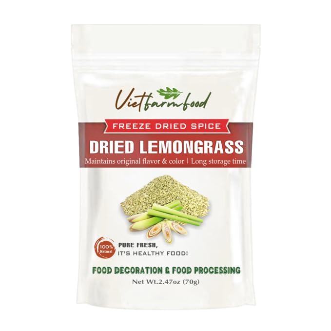 DRIED LEMONGRASS 2.47 Oz (70g) VIETFARMFOOD: Pure, natural freeze-dried spice made from real