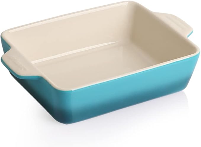 Sweejar Ceramic Baking Dish, Rectangular Small Baking Pan with Double Handles, 20 Oz for Cooking
