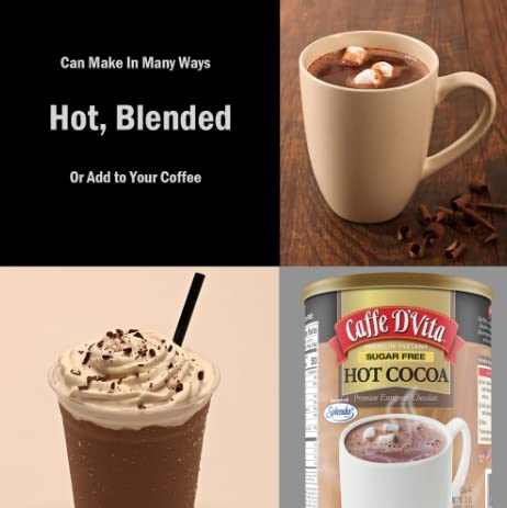 Caffe D'Vita Sugar Free Hot Cocoa Mix - Sugar Free Hot Chocolate Mix, Gluten Free, Low Fat, No