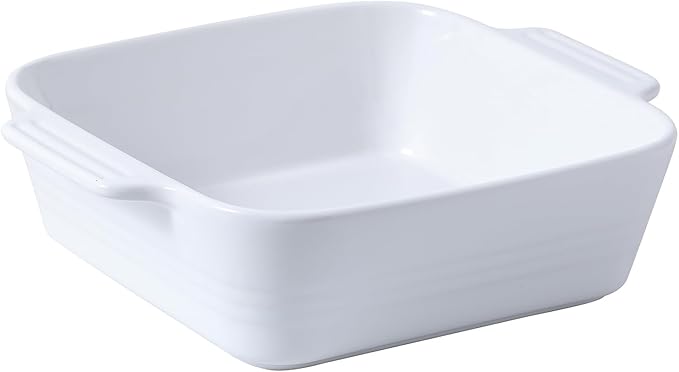 DOWAN 8x8 Baking dish, Square Baking Pan, Ceramic Casserole Dishes for Oven, Cake Pan with Handle