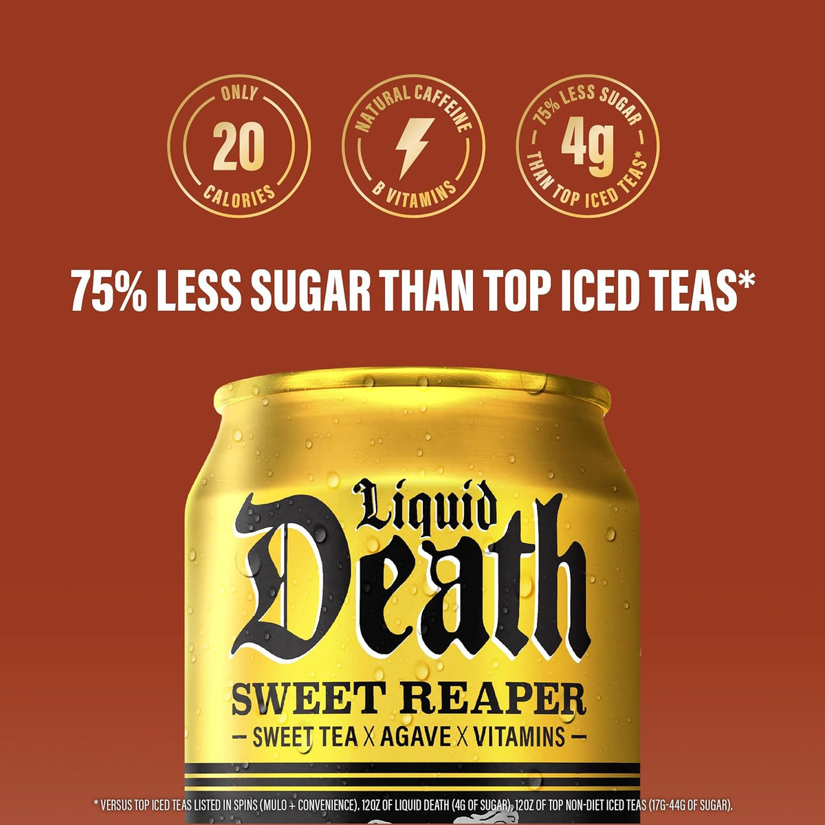 Liquid Death Iced Tea - Variety, 4 Flavors: Tea/Lemonade, Rest in Peach, 12 Fl Oz, Pack of 12