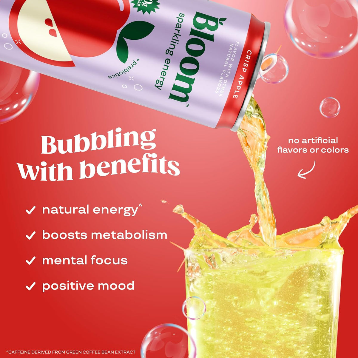 Bloom Nutrition Sparkling Energy Drink - Natural Caffeine, Zero Sugar, 180mg Caffeine
