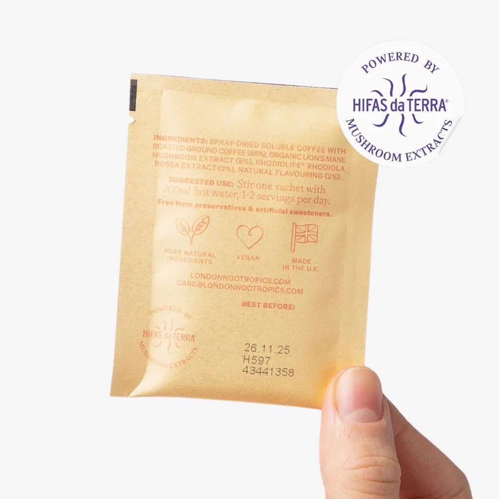 London Nootropics - Flow - Adaptogenic Mushroom Coffee with Lion’s Mane & Rhodiola - 12 Sachets