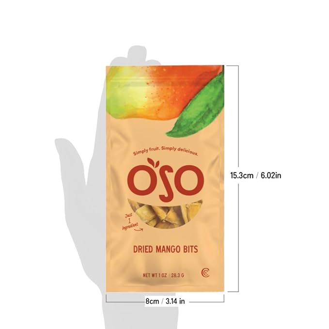 Oso Snacks Dried Mango Bits| 1 Oz Bag - Grab & Go Snack | No Sugar Added | No Preservatives | 100%