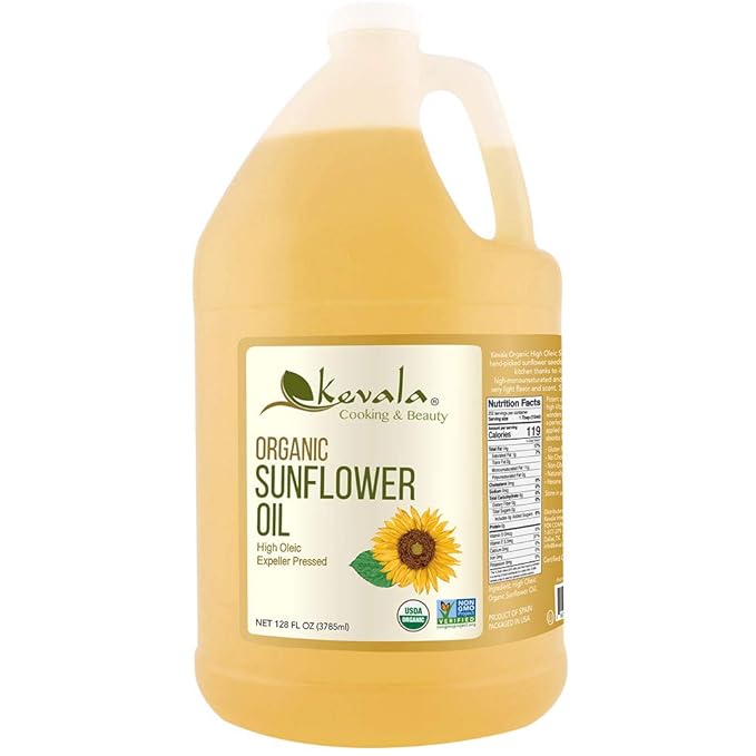 Kevala Organic Sunflower Oil - Oil Rich in Vitamin E for Cooking and Body Care, Great Ingredient