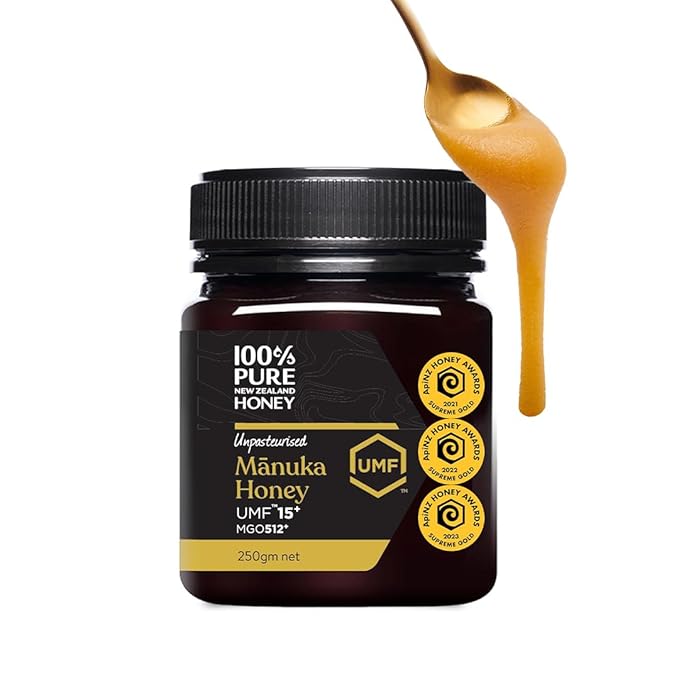 100% Pure New Zealand Honey - Certified UMF 15+ (MGO 512+) Raw Manuka Honey, 8.8 Ounce (250g) (Pack