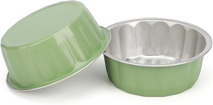 Beasea Disposable Ramekins 8oz, 50 Pack Pea Green Aluminum Foil Cups with Lids, Disposable Creme