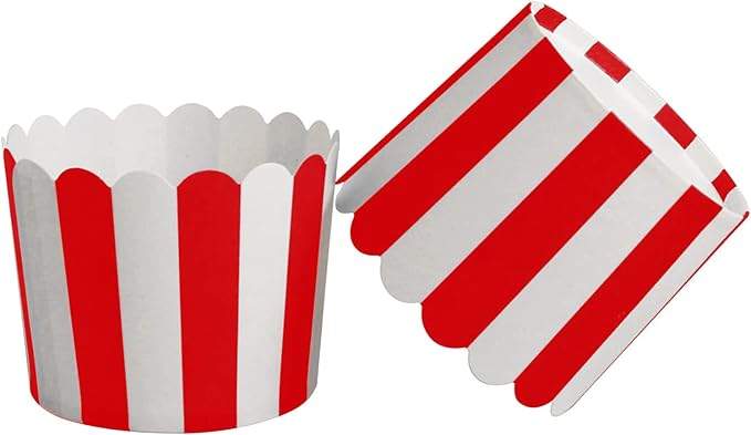 50-Pack Muffin Cups Baking Paper Cup Cupcake Muffins Liners Red and White Stripes Baking Cups