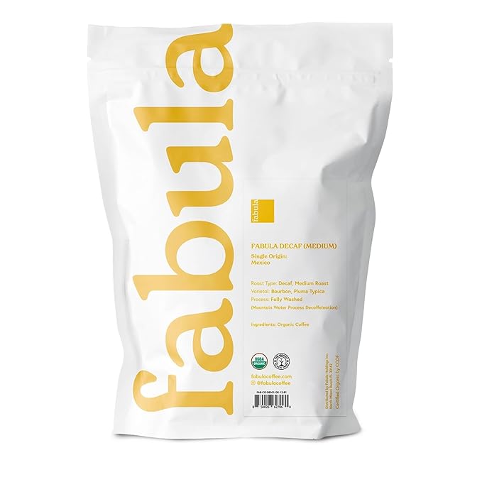 Fabula Low Acid Decaf Coffee Ground, USDA Organic Coffee Medium Roast - Single Origin - Non-GMO