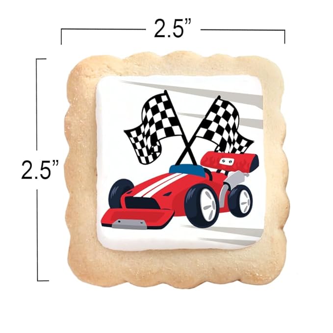 Race Car Themed Cookies Party Favors | Individually Wrapped 24 Pack Bulk | for Kids Birthday Treats