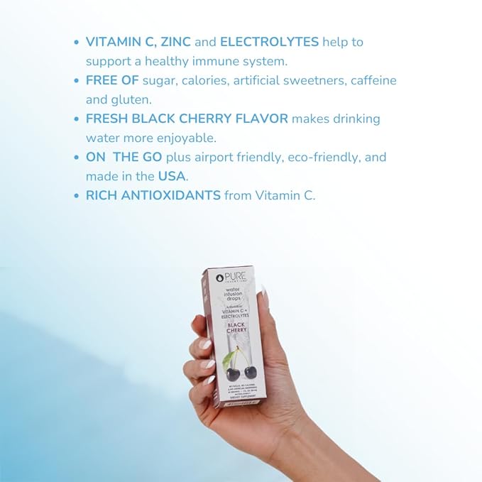 Pure Inventions - Black Cherry Water Infusion Drops - Antioxidants, Vitamin C & Electrolytes