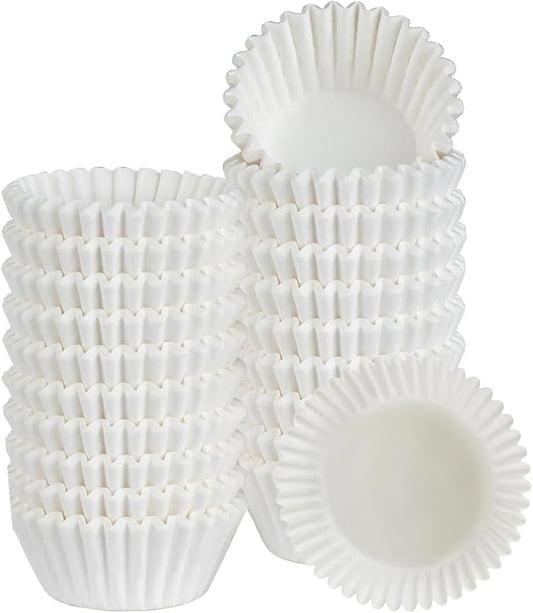 [300Pcs] Caperci White Mini Cupcake Liners for Baking - Odorless Greaseproof Paper Muffin Baking