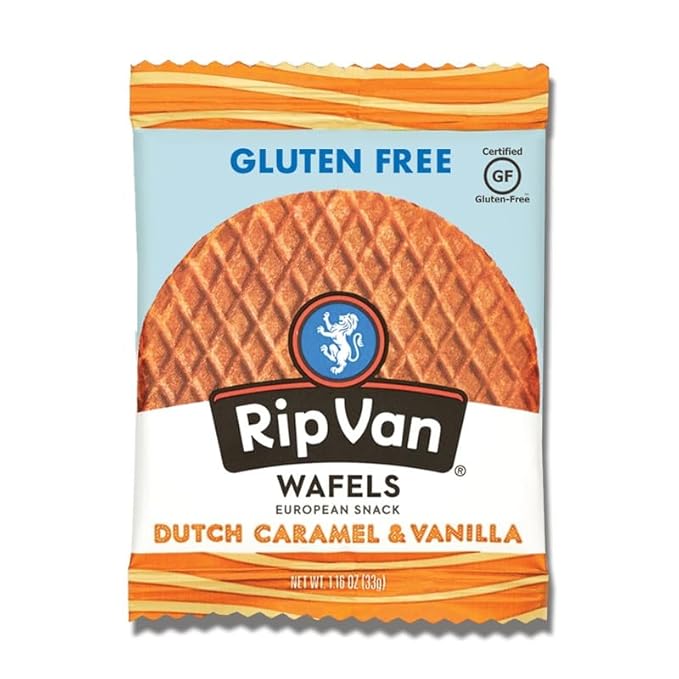 Rip Van Wafels Gluten-Free Stroopwafel - Dutch Caramel & Vanilla Stroopwafels Healthy Snacks